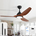 Sofucor 52 Inch Smart Ceiling Fan with Light, Modern Ceiling Fan with 3 Plastic Blade, Quiet, Dimmable, Compatible with Alexa/Google/App, 6 Speeds 7000CFM, Timer Quiet Reversible DC Motor, ETL, Brown
