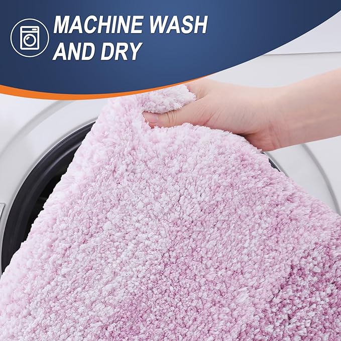 OLANLY Small Bathroom Rugs Mat 24x16, Extra Soft Absorbent Microfiber Bath Rugs, Rubber Backing, Quick Dry, Washable Bath Mat for Bathroom Floor, Tub and Shower, Home Decor Accessories, Pinkish-Purple