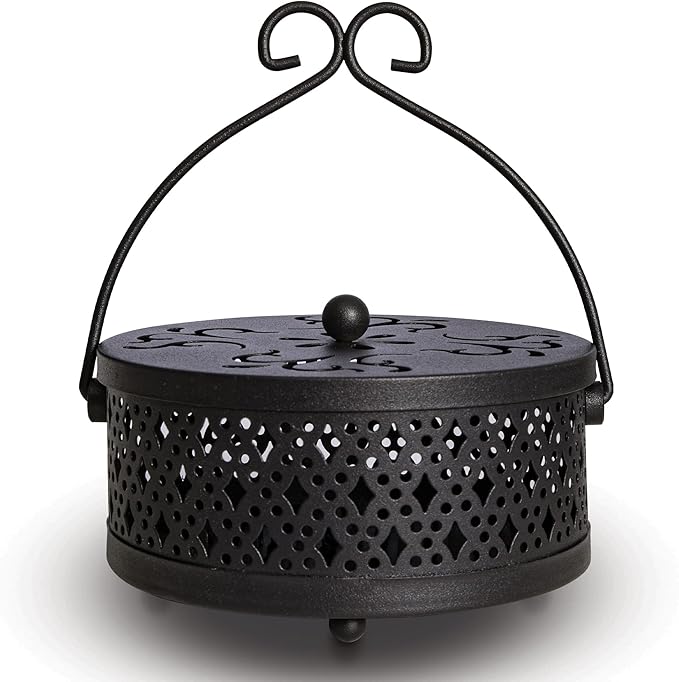 MyLifeUNIT Mosquito Coil Holder, Retro Portable Mosquito Incense Burner for Home and Camping (Black)