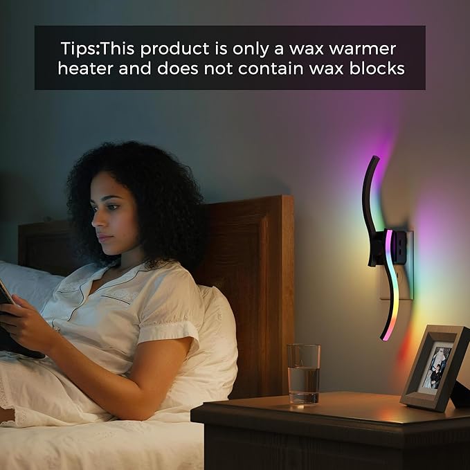 L LOHAS LED Night Light, Night Lights Plug into Wall | Modern Nightlight with Dusk to Dawn Sensor, 3000K & RBG Dimmable Wave Plug in Night Light, for Bedroom Bathroom Hallway