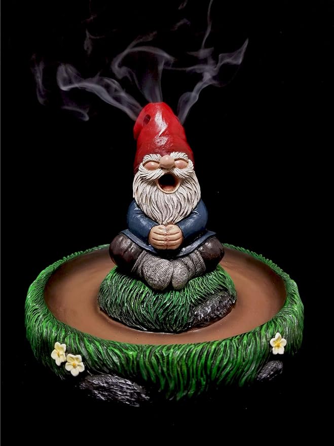 World of Wonders Ol' Smokey Gnaughty Gnomes Series Garden Gnome Incense Holder | Meditation Gifts for your Home Office | Home Fragrance Products and Aroma Therapy - 7.5"
