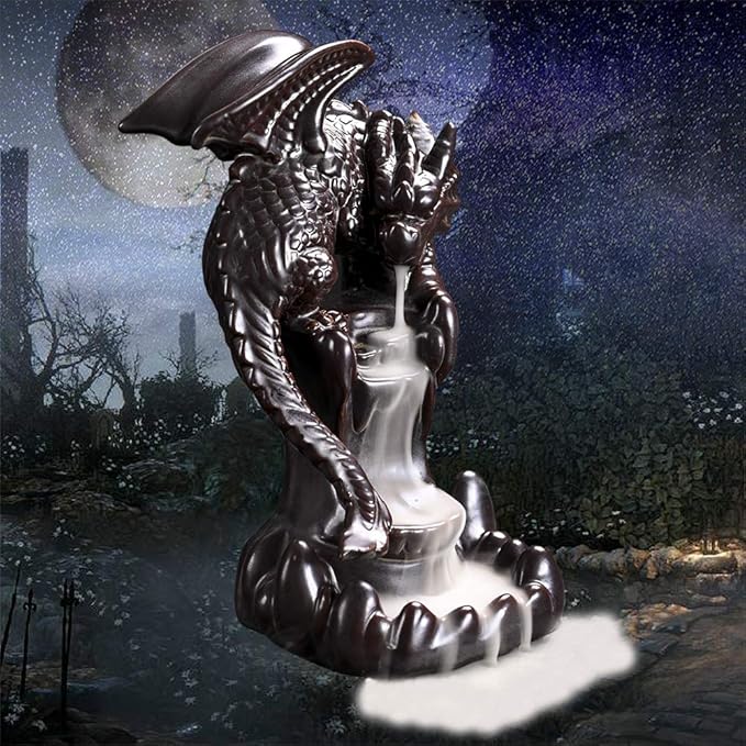 Dragon Backflow Incense Burner, Waterfall Incense Holder Ornamen Statue Fountain Home Decor