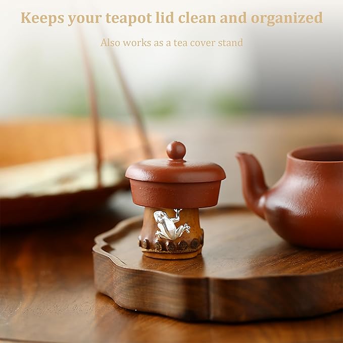 Bamboo Tea Pot Lid Incense Holder – Decorative Firing Stand for Home Decor, Yoga, Spa, Meditation, and Unique Decoration (Multicolor)