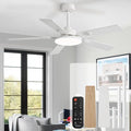 60 Inch Ceiling Fans with Lights and Remote, Bedroom Living Room Office Library Cafe Outdoor Industrial, 5CCT Dimmable, Dual Color 5 Blades, 6 Speed Reversible Quiet DC Motor, White/Wood Grain