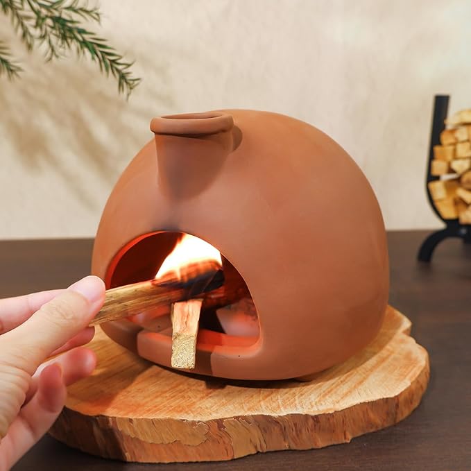 MOUGIGI Large Handmade Terracotta Palo Santo Holder - Chiminea Incense Dish with Chimney, Cone Burner for Sage, Ideal for Meditation, Zen, Yoga, Spa | Aromatherapy, Mindfulness, Altar Decor Gift