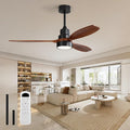 Sofucor Ceiling Fan with Lights and Remote, 52 inch Modern LED Wood Ceiling Fan with Downrods, for Indoor Bedroom Living Room Outdoor Patio Porch, Reversible, Quiet and Powerful