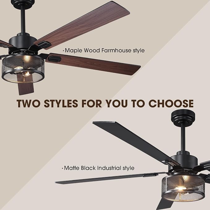 60 Inch Farmhouse Ceiling Fan with Lights and Remote/APP Control, Large Outdoor Ceiling Fan with 6 Speeds Reversible DC Motor, Rustic Ceiling Fan for Living Room Dining Room Patio