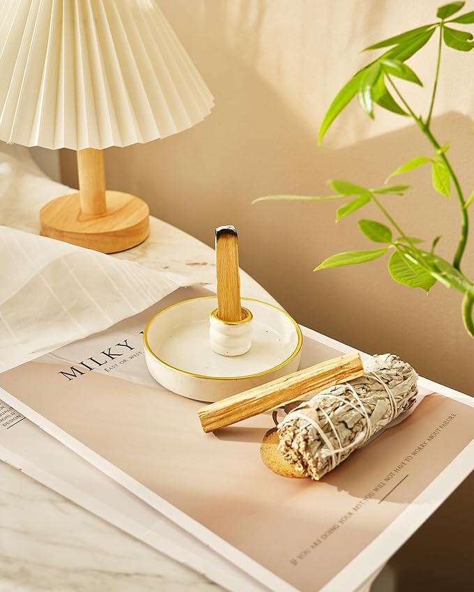 Palo Santo Holder, Incense Holder for Palo Santo Sticks, Ceramic Incense Burner, Scent Wood Stand and Ash Catcher, Simple, Sturdy and Well Made