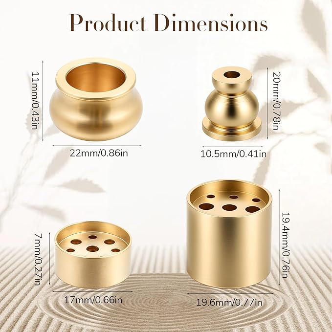 4 PCS Copper Incense Holders, 9 Holes Incenses Stick Holder Small Retro Copper Burner Accessories Gourd Incenses Burners Incense Burner for Meditation Room, Yoga Studio Home Decor