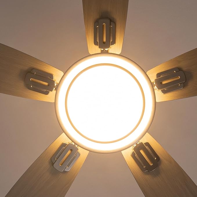 Ceiling Fans with Lights and Remote Control, 42 Inch Flush Mount Ceiling Fan with Quiet Reversible DC Motor, Dimmable LED Lighting, 6 Speeds, Timer, Nickel Ceiling Fan for Bedroom Living Room