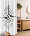 Ambesonne Compass Stall Shower Curtain, Wind Rose Old Fashion Navigational Equipments Orienteering Illustration Print, Fabric Bathroom Decor Set with Hooks, 36" W x 72" L, Evergreen White