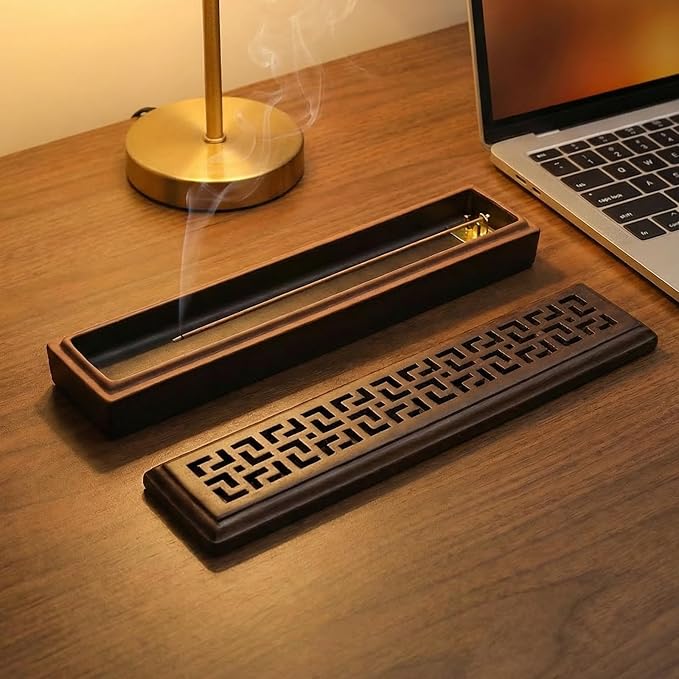 CEREMONY Incense Holder for Sticks, Ceramic Insence-Stick Holder Ash Catcher, Incense Holder Timkburner for Meditation Yoga Spa Room Incense Holder (Lever Brown)