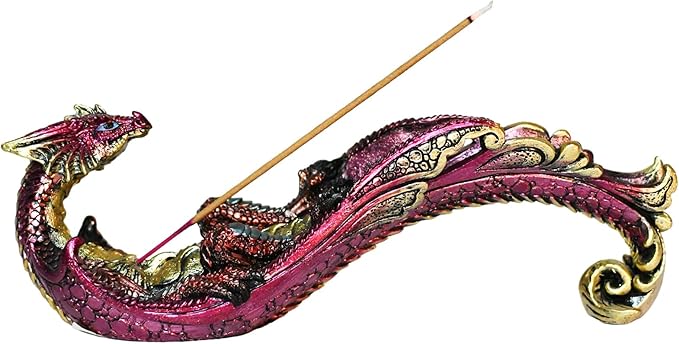 Smoking Dragon Statue Incense Burner, Incense Holder for Sticks, Incense Stick Holder,Incense Stick Stand Form Home Decor (Red)