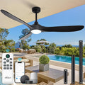 60” Outdoor Ceiling Fan with Light 3 Downrods, Smart Wood Ceiling Fan Compatible with Alexa/Google/App, 3 Blades Modern Black Wood Ceiling Fans for Kitchen Living Room Patio