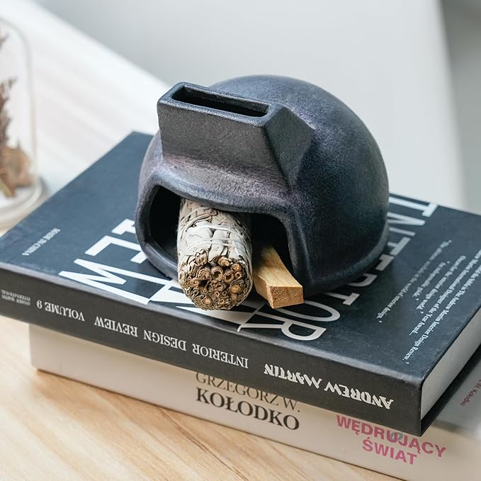 Terracotta Palo Santo Holder, Mini Mexican Style Chiminea Clay Incense Burner, Ceramic Aromatherapy Holder for Meditation, Yoga, Home Decor, Unique Meditation Gift