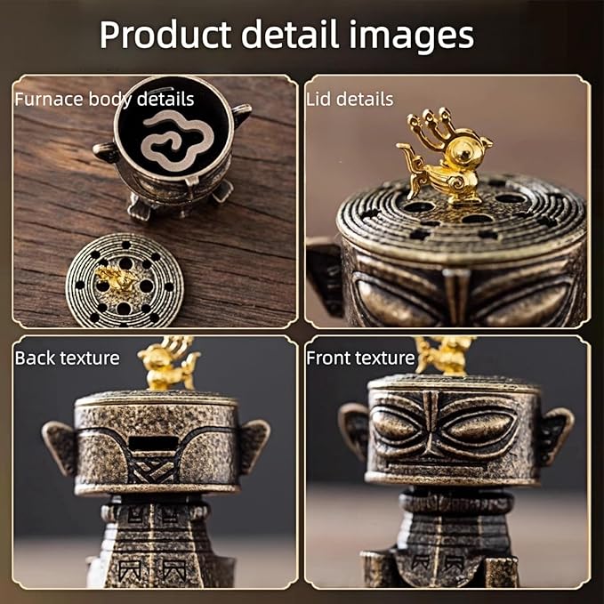 24 Holes Incense Holder for Sticks, Vintage Handmade Incense Burner Ash Catcher with 42 Coils Incense,Ornament for Aromatherapy/Yoga/Meditation/Home Living Room Office Car Decor