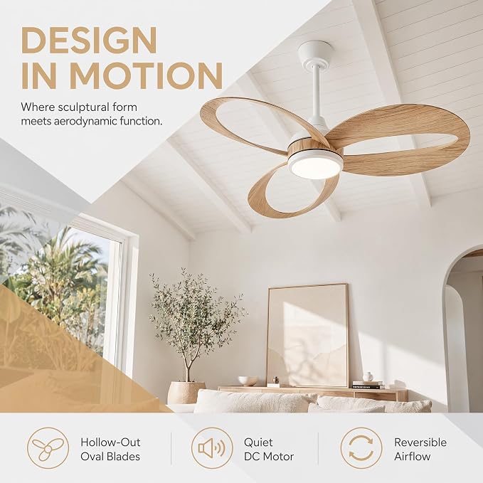 42 Inch Ceiling Fan with Light | Modern Low Profile Flush Mount | Quiet DC Motor, 6-Speed Reversible, 3CCT Dimmable LED, Remote Control – Ideal for Bedroom, Living Room, Kitchen