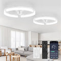 LEDIARY 2 Pack 20" Ceiling Fans with Lights and Remote, Low Profile Ceiling Fan, 3 CCT, Stepless Dimmable, Fandelier Flush Mount Fan Light, 6 Speeds, DC Motor, App & Remote Control for Bedroom(White)