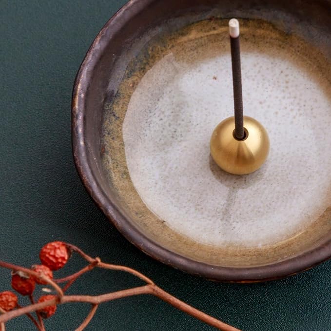 Asayu Japan Brass Incense Holder - Small Drop-Shaped Incense Stand for Ash Catcher or Tray