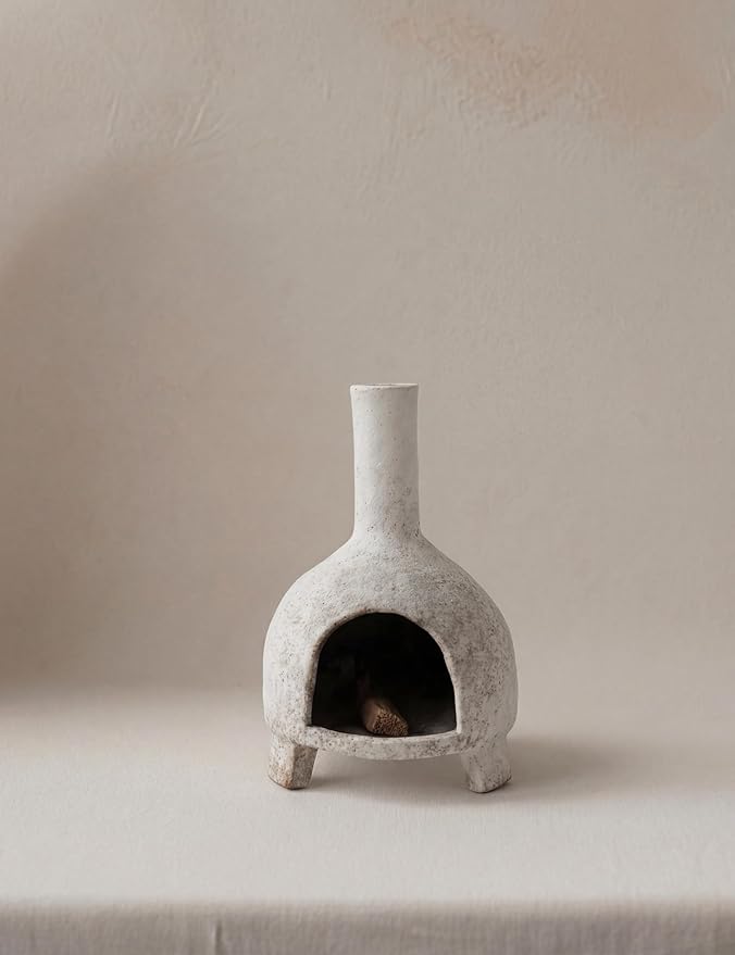 Sculptural Ceramic Incense Holder & Burner, Handmade Textured Clay with White Glaze, for Sage & Palo Santo, Rustic Natural Centerpiece for Wabi-Sabi Yoga & Meditation
