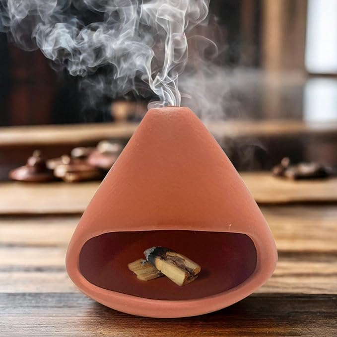 Palo Santo Holder Ceramic Incense Burner Holder Sage Holder for Burning, Ash Catcher Mini Chiminea Unique Home Decor for Meditation/Yoga (Red)