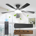 UME 52" Ceiling Fan with Lights & Remote, 6 Blades Low Profile Ceiling Fan, Quiet DC Motor, Natural Wind, 6 Speeds, 3CCT Dimmable 20W LED Modern Ceiling Fan for Bedroom, Living Room, Black