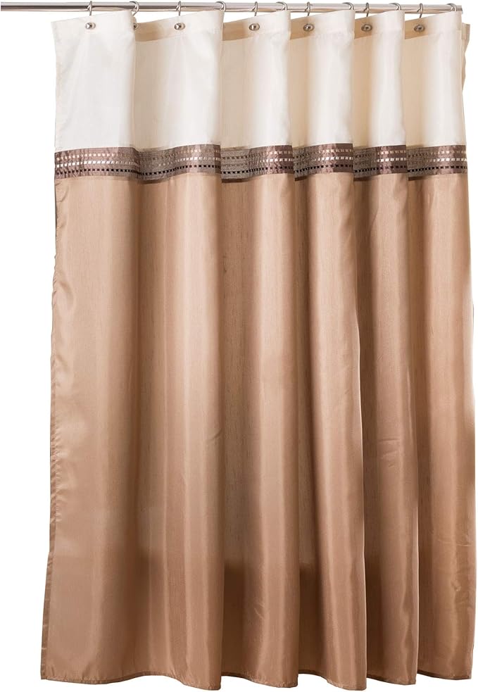Lush Decor Terra Shower Curtain Single 72" W x 72" L Beige & Ivory - Fabric Shower Curtains for Bathroom - Neutral Bathroom Curtain - Modern Glam Décor