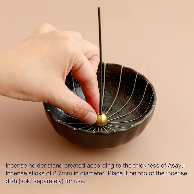Asayu Japan Brass Incense Holder - Small Drop-Shaped Incense Stand for Ash Catcher or Tray