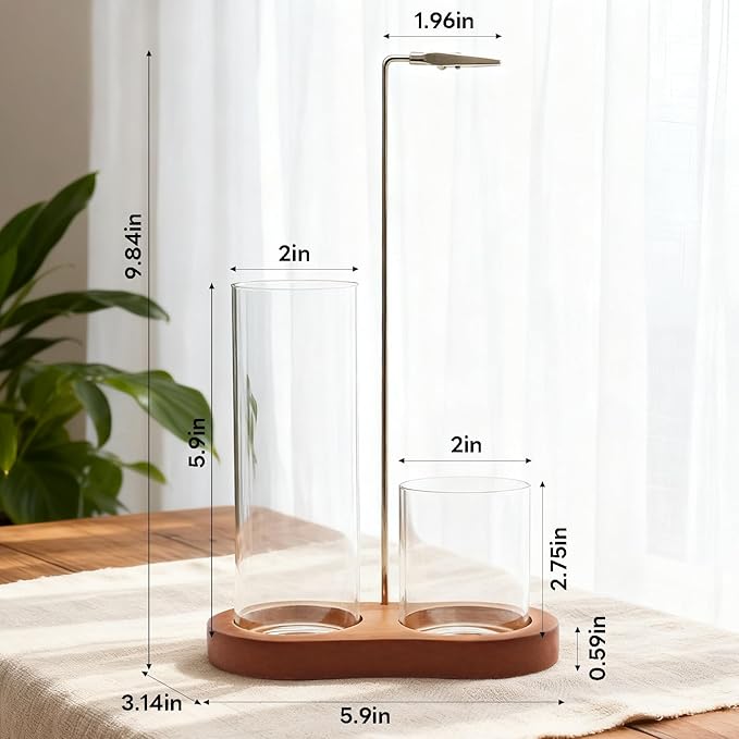 2-in-1 Incense Holder for Sticks, Incense Burner Holder with Glass Ash Catcher & Stick Storage, Bedroom House Yoga Meditation Zen Decor, Spa Gifts for Women, Unique Cozy Home Decor, Natural Wood