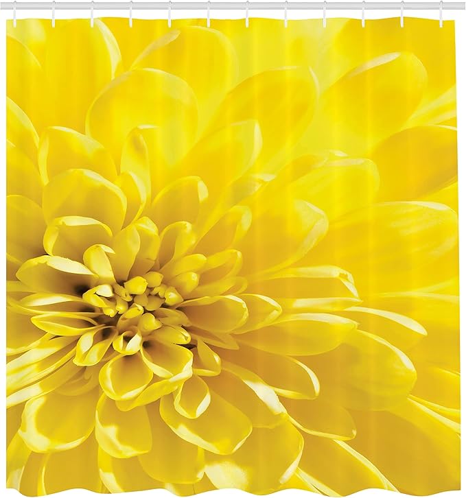Ambesonne Yellow Shower Curtain, Vibrant Blooming Flower Close up Bridal Botanical Nature Picture for Summer Home Print, Cloth Fabric Bathroom Decor Set with Hooks, 69" W x 75" L, Yellow