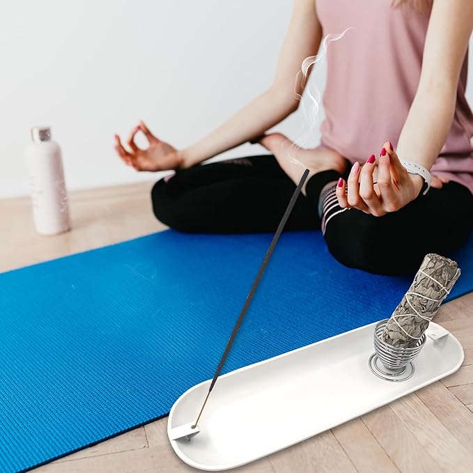 SLKIJDHFB Incense Stick Holder Palo Santo Holder, Sage Holder, Handmade Incense Burner Home Decor for Meditation Yoga White