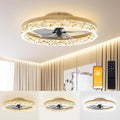 VOLISUN Fandelier Ceiling Fans with Lights and Remote, 19.7in Low Profile Ceiling Fan Flush Mount, 3000K-6500K Dimmable, Modern Ceiling Fans with Lights for Bedroom, Living Room, Kitchen(Gold)