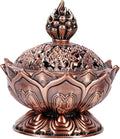 Lotus Incense Holder Lotus Flower Shaped 9 Holes Mini Vintage Incense Cover for Stick and Cone Incense ((Red Bronze))