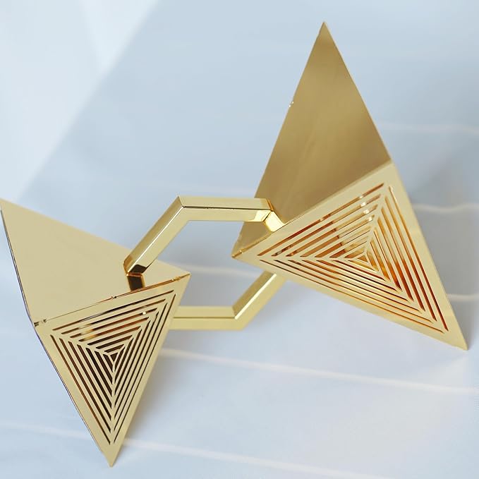 Geometric Charcoal Incense Burner Holder- Gold Electroplated Metal Burner with Anti-Oxidation Coating, Premium Bakhoor Burner for Home Decor and Meditation, Unique Triangle Design Spiritual Gift