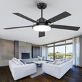 52 inch Black Ceiling fan with Light and Remote/APP, Ceiling Fans with Lights, 3CCT, Reversible 6 Speeds Quiet, Black Modern Ceiling Fan with Light for Indoor Outdoor Bedroom Patio Living Room