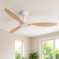 Skylike 52" Wood Outdoor Ceiling Fan with Lights, Propeller Farmhouse Ceiling Fan and Remote Control, 3 Blade Light Wood Ceiling Fan for Patio,Porch, Gazebo, Bedroom