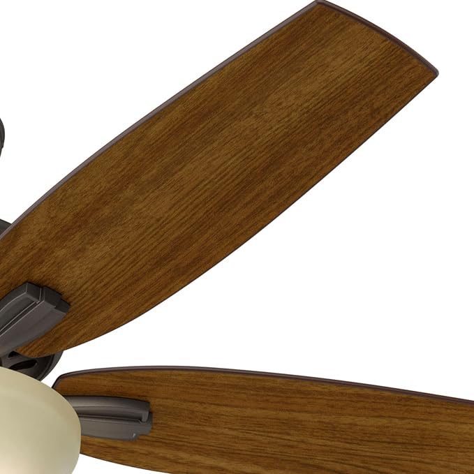 Hunter 52 inch Indoor Ceiling Fan with LED Light - Bronze Ceiling Fan with Pull Chain, For Bedroom or Living Room, Standard Mount, No Remote, 5 Blades, Includes Bulbs - Newsome 53311, Premier Bronze | with LED Light, Standard Mount, 5 Blades, For Bedro...