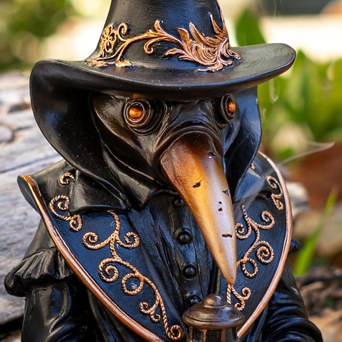 Pacific Giftware Dr. Plague Backflow Burner Gothic Resin Holder with Intricate Gold Accents Ideal for Aromatherapy Gift and Unique Home Decor 7.01" Tall