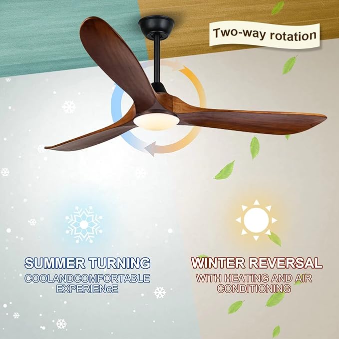 Farmhouse Ceiling Fans with Lights, 60 inch Outdoor Ceiling Fan for Patios with Light, 3 Blades Wood Ceiling Fan Damp Rated Large Airflow Commercial Ceiling Fans for Exterior House Porch Gazebo