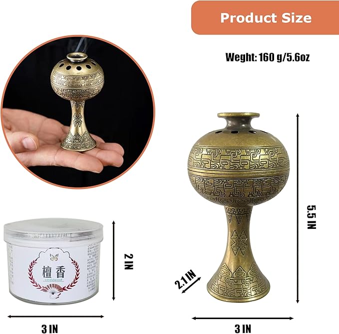 Chinese Incense Burner-Han Pantterned Plum Design, Antique Bronze Alloy Coil Holder for Yoga, Meditation, Home Office Desk Decor, Artistic Ornament with Incense Coils (Bronze)