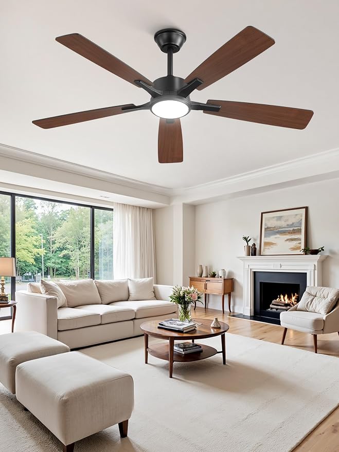Fanbulous 52 Inch Ceiling Fans with Lights and Remote, Stepless Color Temperature Change & Dimmable 20W LED Ceiling Fan, 6 Speeds Reversible Quiet DC Motor for Bedroom, Living Room, Apartment, Black