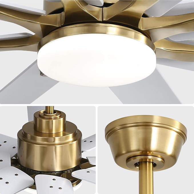 Sofucor 52 Inch Smart Ceiling Fan with Lights, Indoor/Outdoor Ceiling Fan with Light and Remote, Work with Alexa/Google, Quiet DC Motor, Reversible 6-Speed White Ceiling Fan for Bedroom Patio Garage