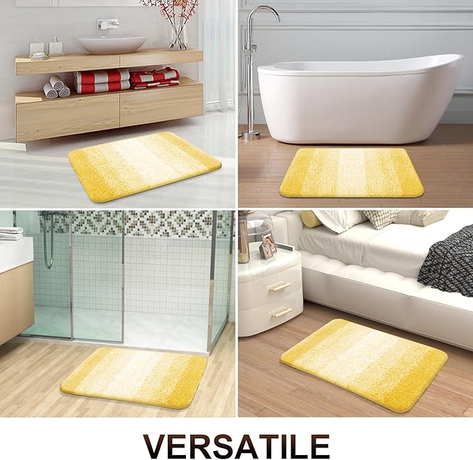 OLANLY Bathroom Runner Rugs Mat 47x24, Extra Soft Absorbent Microfiber Bath Rugs, Rubber Backing, Quick Dry, Washable Long Bath Mats for Bathroom Floor, Tub and Shower, Home Decor Accessories, Yellow