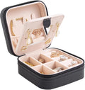 KElofoN Travel jewelry case Travel jewelry box Travel Jewelry Organizer Small Jewelry Organizer Box Gift for Girls Women with Mirror(Black)