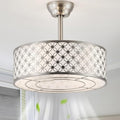 Silver Fandelier Ceiling Fan with Light, 20" Caged Silver Chandelier Ceiling Fans with Lights Remote Control, Fabric Mid-Century Modern with 6 Speeds for Bedroom, Nursery, Living Room.