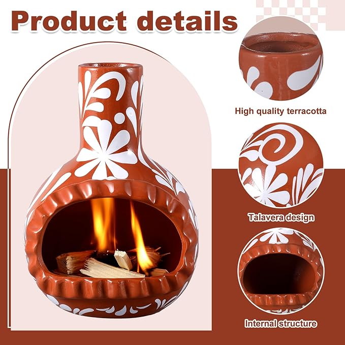 DoubleFill Mexican Terracotta Decor Palo Santo Holder Burner Handmade Mini Chimenea Incense Dish Sage Texture Stand for Palo Santo Sticks for Altar and Negative Cleansing Meditation Decor