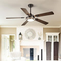 Depuley 52-Inch Ceiling Fan with Light: Walnut Ceiling Fans with 5 Blades Dual Finish Reversible - Farmhouse Ceiling Fan with Remote Control Noiseless for Living Room Outdoor Patios