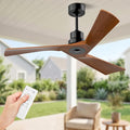 Obabala Ceiling Fan 52 Inch with Remote, Solid Wood Blades DC Motor 5000 CFM Quiet 35dB, Reversible 6 Speed Modern Farmhouse for Bedroom Living Room Indoor Outdoor, No Light with Downrod