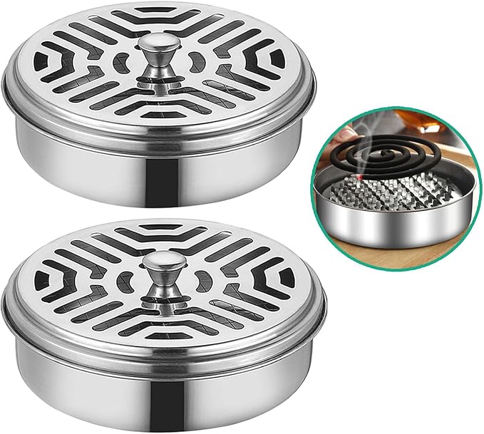 2 Portable Coil Holder, Incense Box Sandalwood Holder with Handle, Fireproof Incense Burner for Home Office Camping
