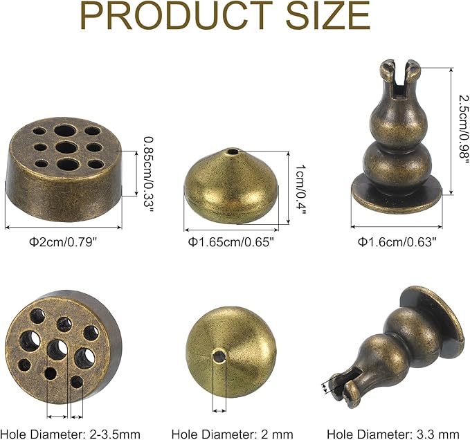 uxcell 4Pcs Flower Incense Holder, Incense Burner Holder, Lotus Multiple Hole, Cone Shape and Gourd-Shape Ash Catcher for Yoga, Meditation Bronze